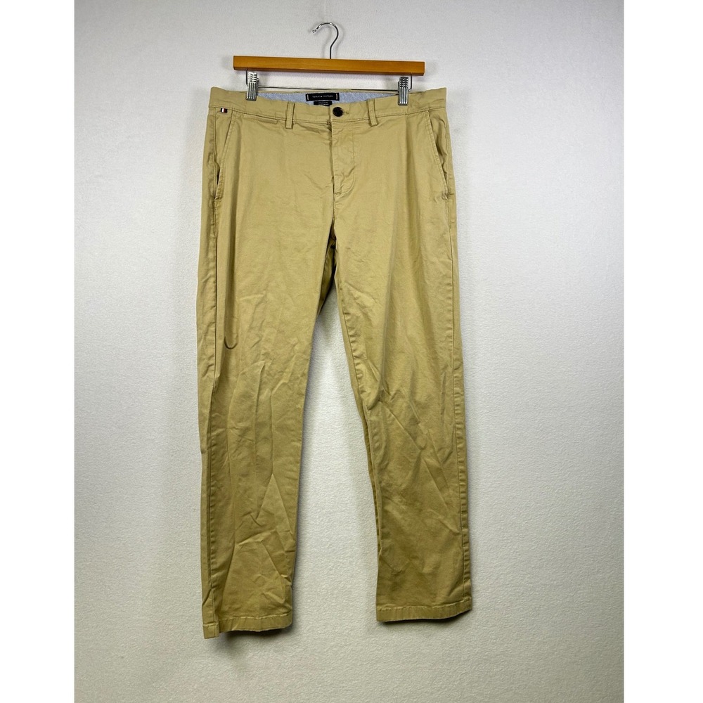 Tommy Hilfiger Straight Fit Chino Pants Khaki Mens Size 33x30 Casual Business‎